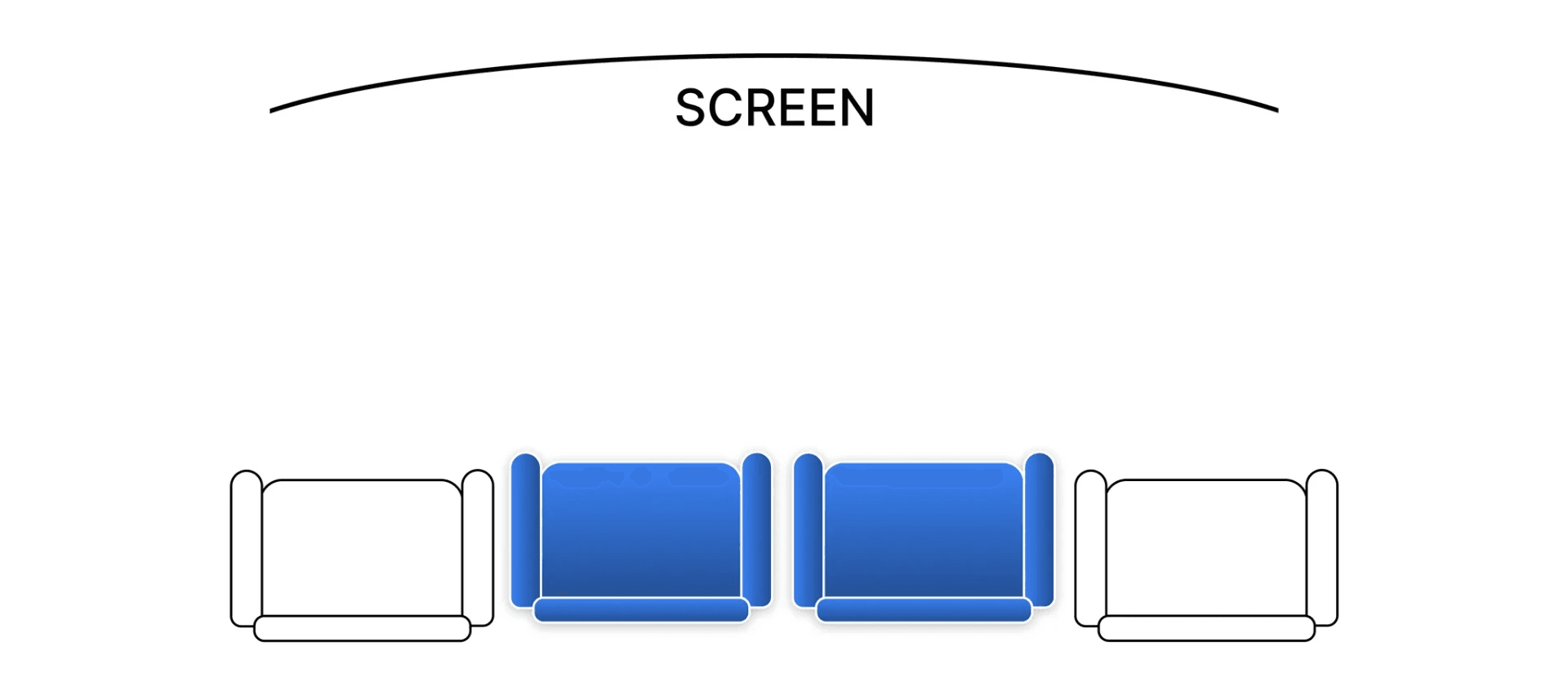 Theater seating diagram showing available seats